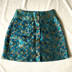 Urban Outfitters Floral Silk Button Down Western Cut Skirt